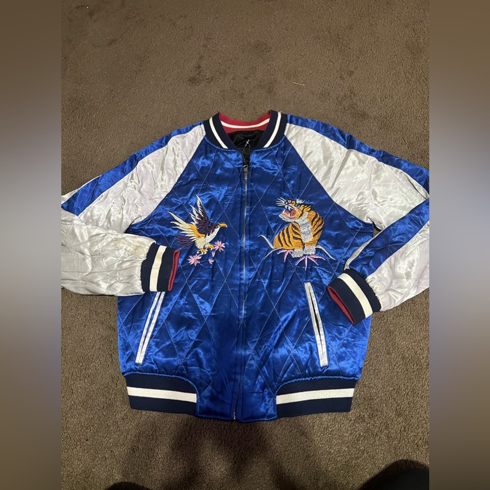 Topshop Reversible Embroidered Bomber Jacket Dragon/Phoenix Korea/Japan Size S